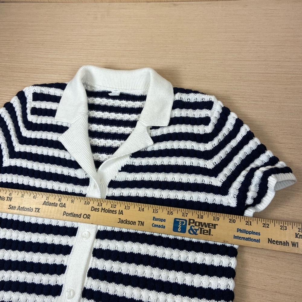 Old Navy Navy & White Striped Knit Polo Cardigan Size L - Picture 3 of 8